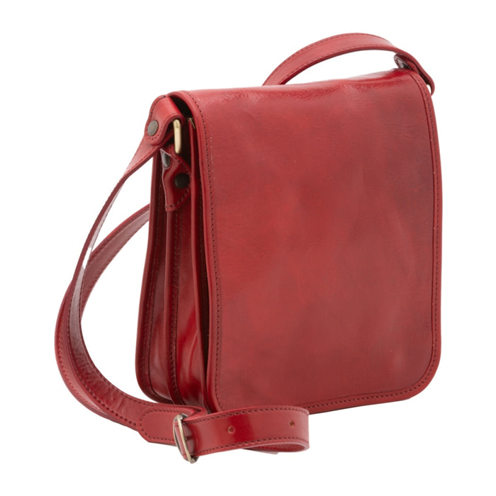 Borsa a tracolla uomo in vera pelle - Modello False - Made in Italy - 23.0 x 20.0 x 9.0 cm