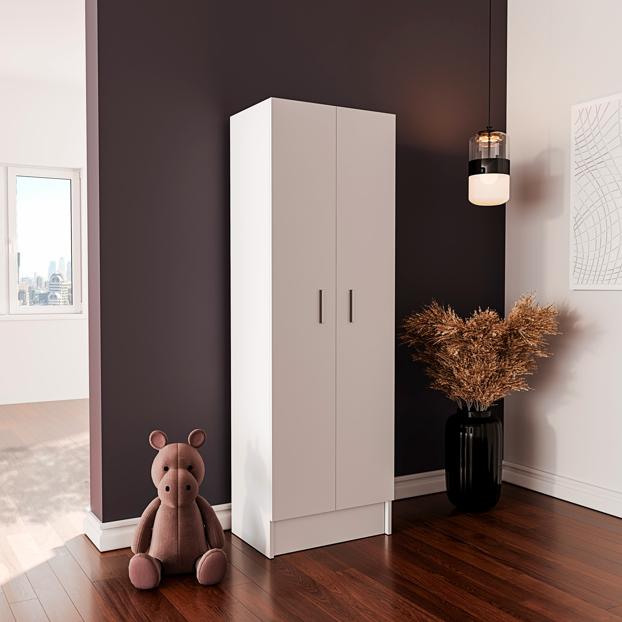 Armadio Armadietto Multiuso A Colonna Con 2 ante e 8 Ripiani Scarpiera Portascarpe Ingresso Camera Da Letto Design Moderno 59 x 37 x 180 Cm Bianco