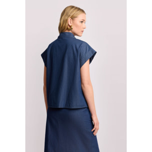 Kocca - Camicia in cotone con tasche Donna, Tinta unita, Colletto di camicia