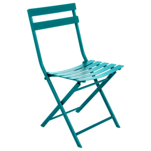 Chaise de jardin pliante "Greensboro" bleu canard en acier traité époxy