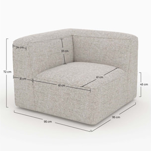 Angle interchangeable pour canapé modulable en tissu beige - Hestia