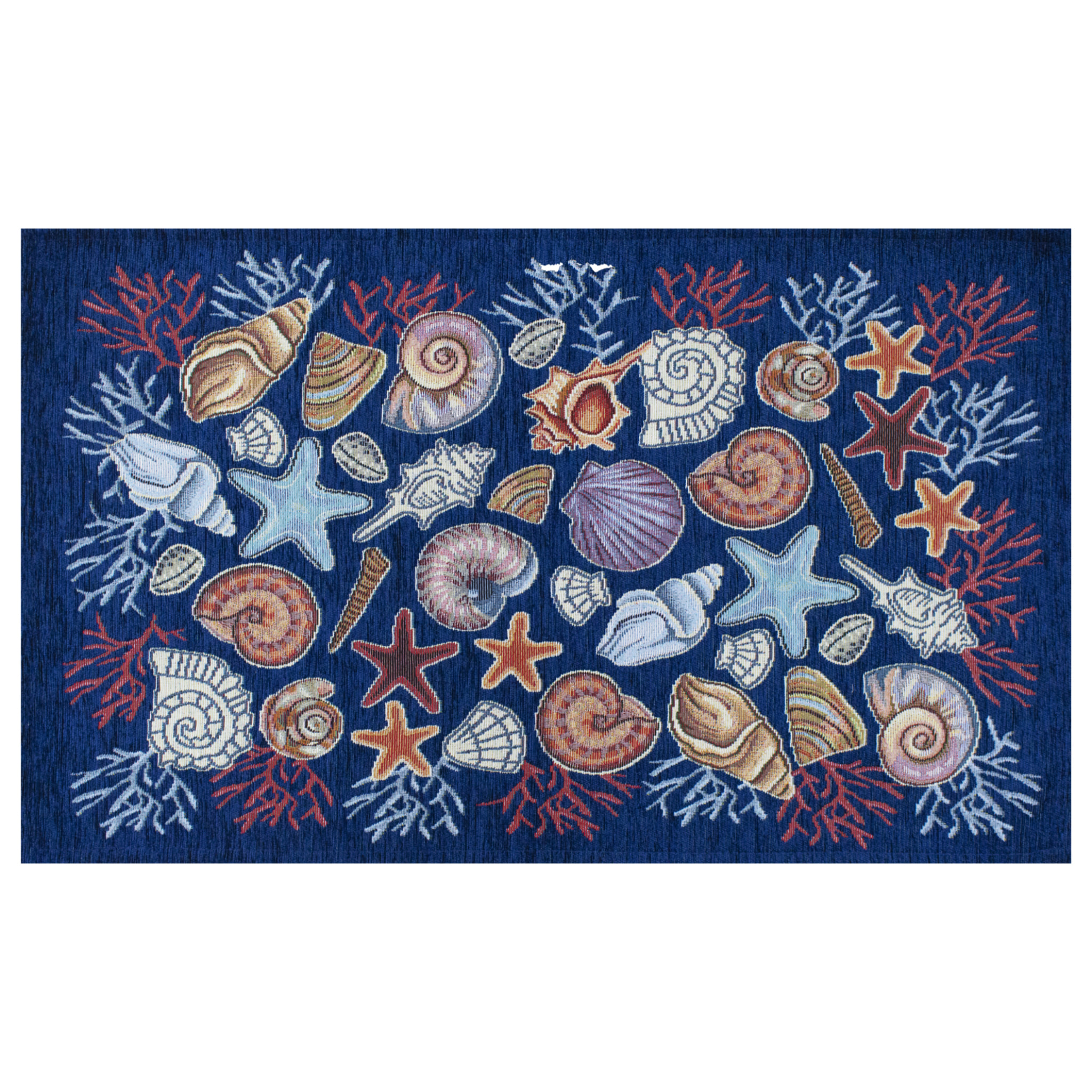 TAPPETO DA CUCINA DIS.CONCHIGLIE COL.BLU NOTTE 57X115 CM CON ANTISCIVOLO