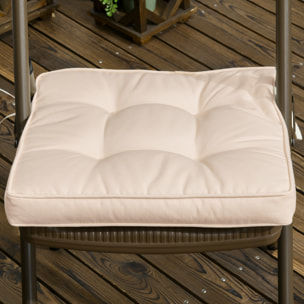 Conjunto de Cojines para Sillas de Comedor 42x42x5 cm Juego de 4 Piezas Cojines para Sillas de Jardín Impermeable con 2 Amarres de Fijación Crema