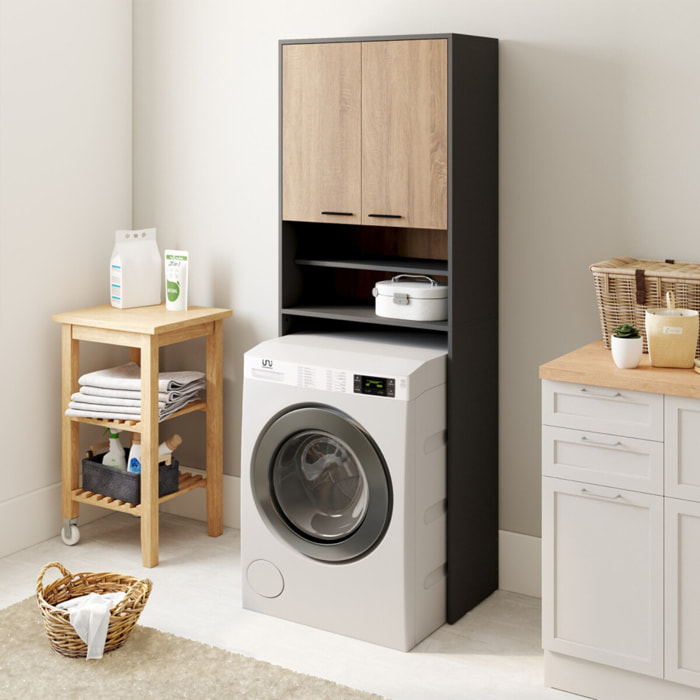 Meuble étagère dessus machine à laver - Bois - Noir