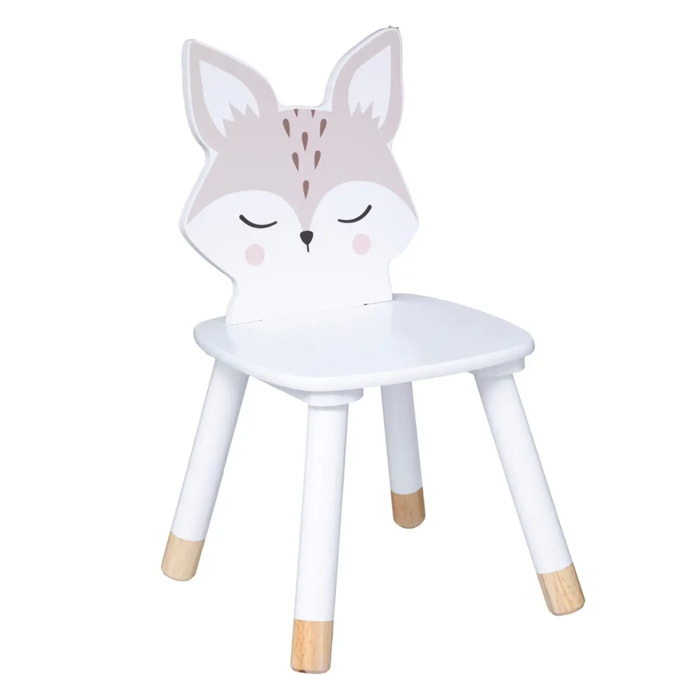 Chaise enfant renard bois blanc