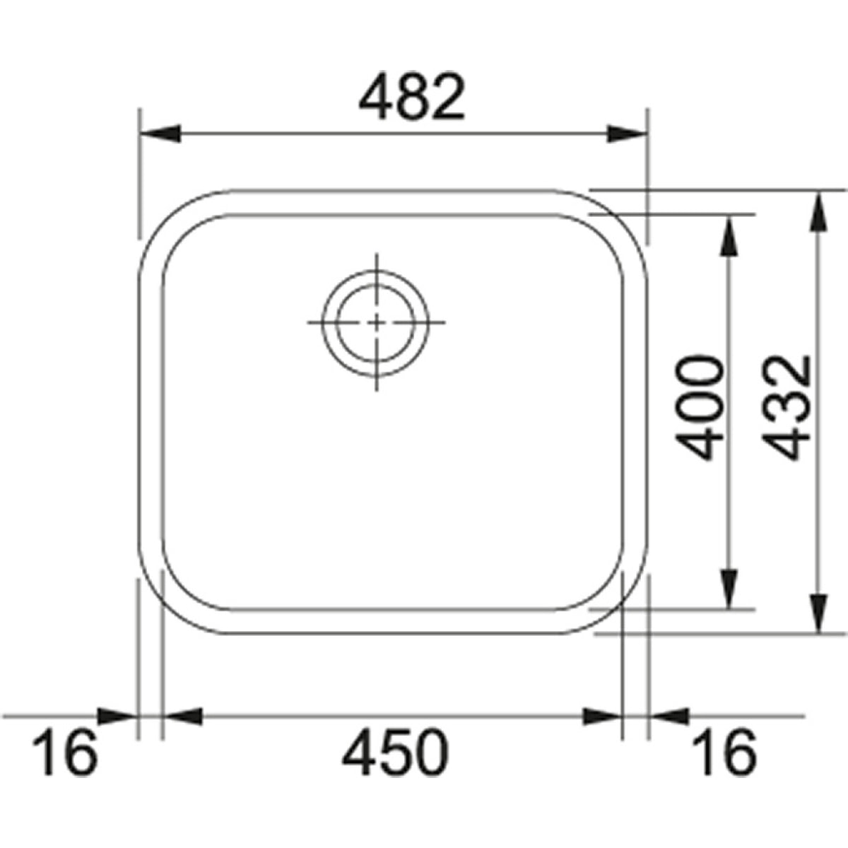 Galassia GAX 110-45 évier de cuisine sous Plan Inox