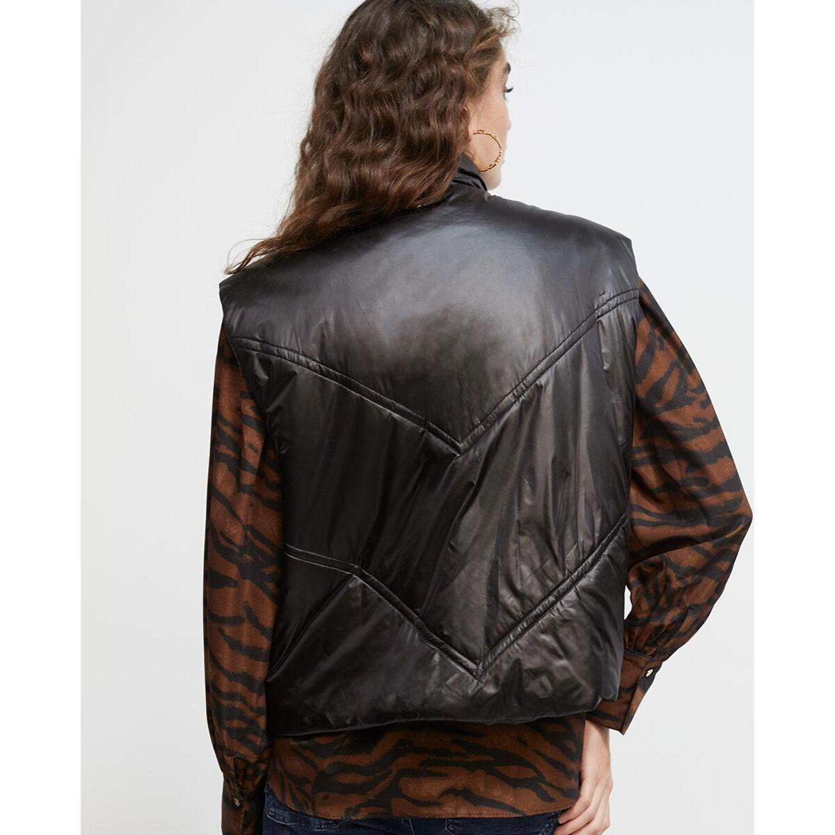 Gilet corto imbottito in finte paillettes