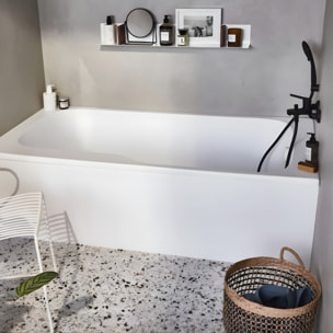 Tablier frontal universel pour baignoire rectangulaire installation en niche blanc brillant