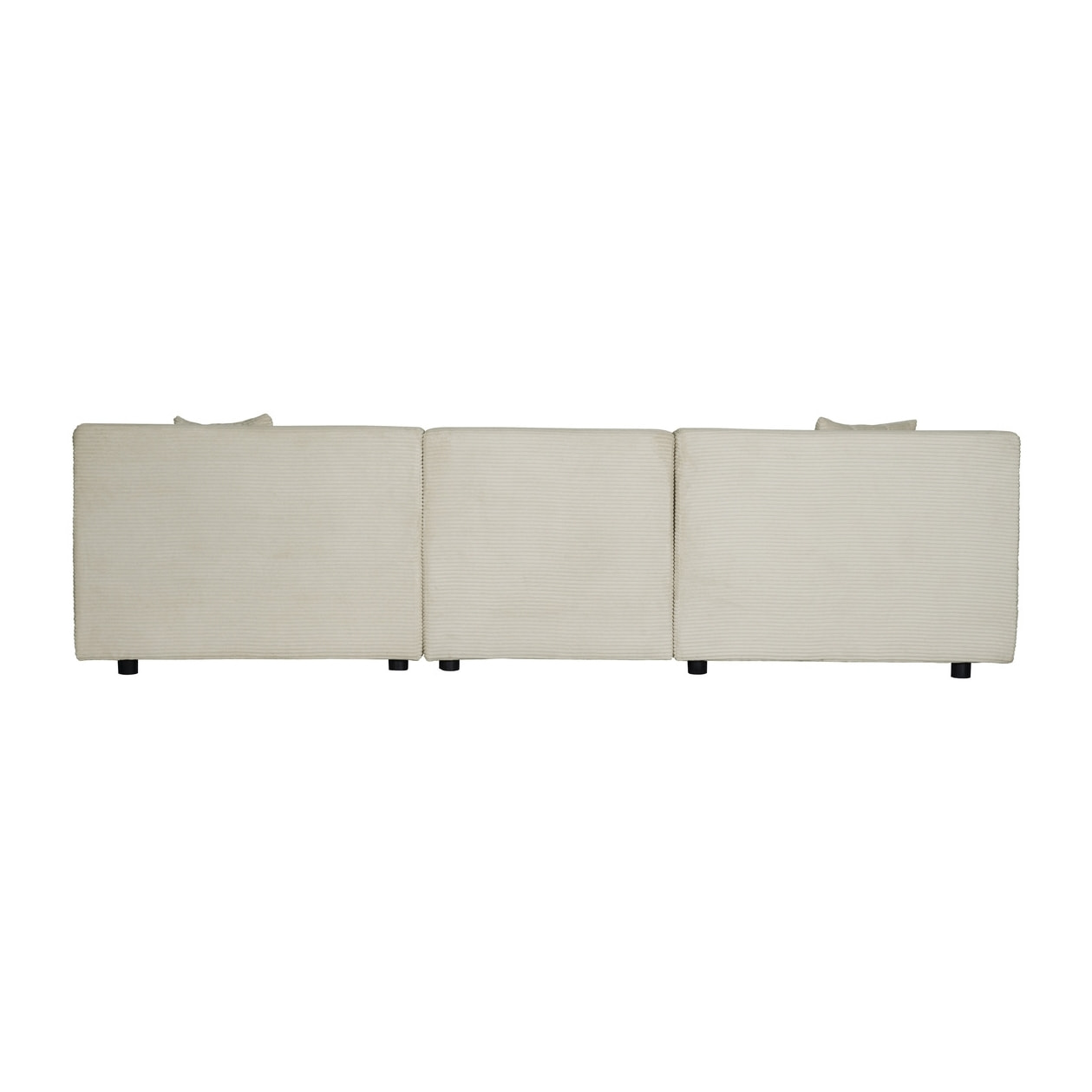 Canapé modulable 3 places + 1 pouf velours côtelé beige  ROME