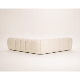 Ava - Canapé d'angle L 5 places en velours texturé - Beige