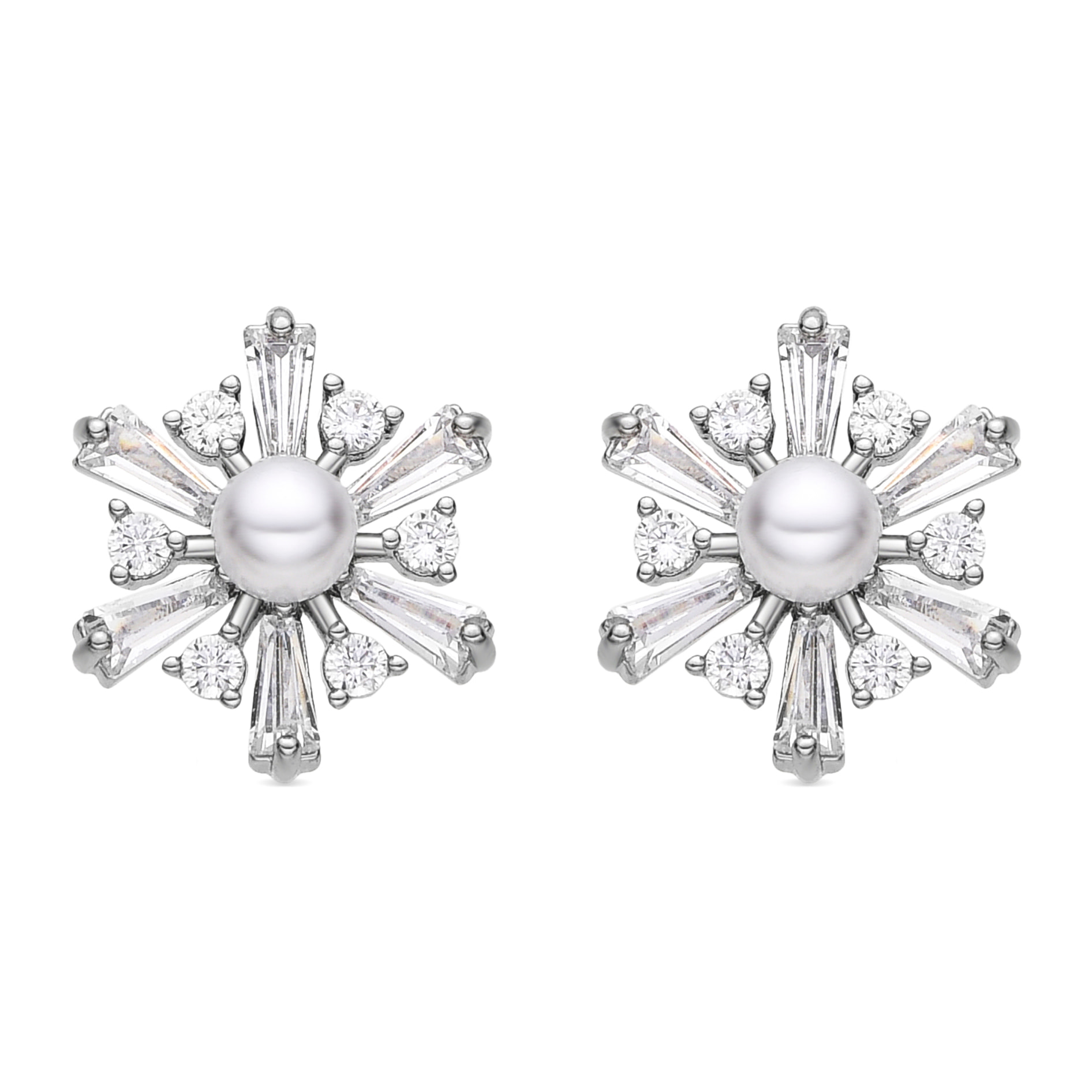 Pendientes con Perla Blanca acabado plata