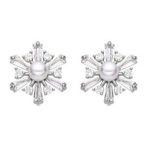 Pendientes con Perla Blanca acabado plata