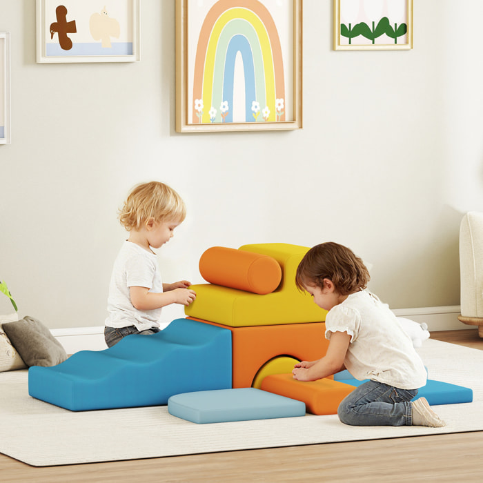 Juego de 9 Bloques de Espuma para Niños, Bloques de Psicomotricidad con Fundas de Terciopelo Lavables, Set de Escalada para Interior, para Escalar y Gatear, Multicolor