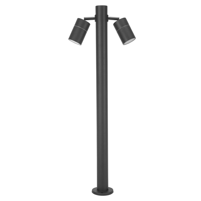 FORLIGHT Pixa - Baliza de Jardín con 2 Focos Orientables GU10. Altura 81cm IP44 para Exterior. Color Negro