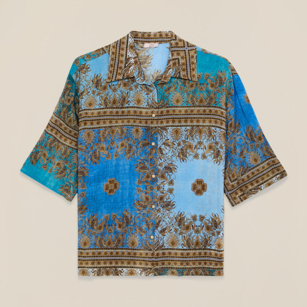 Oltre - Camisa de viscosa estampada - Light - blue