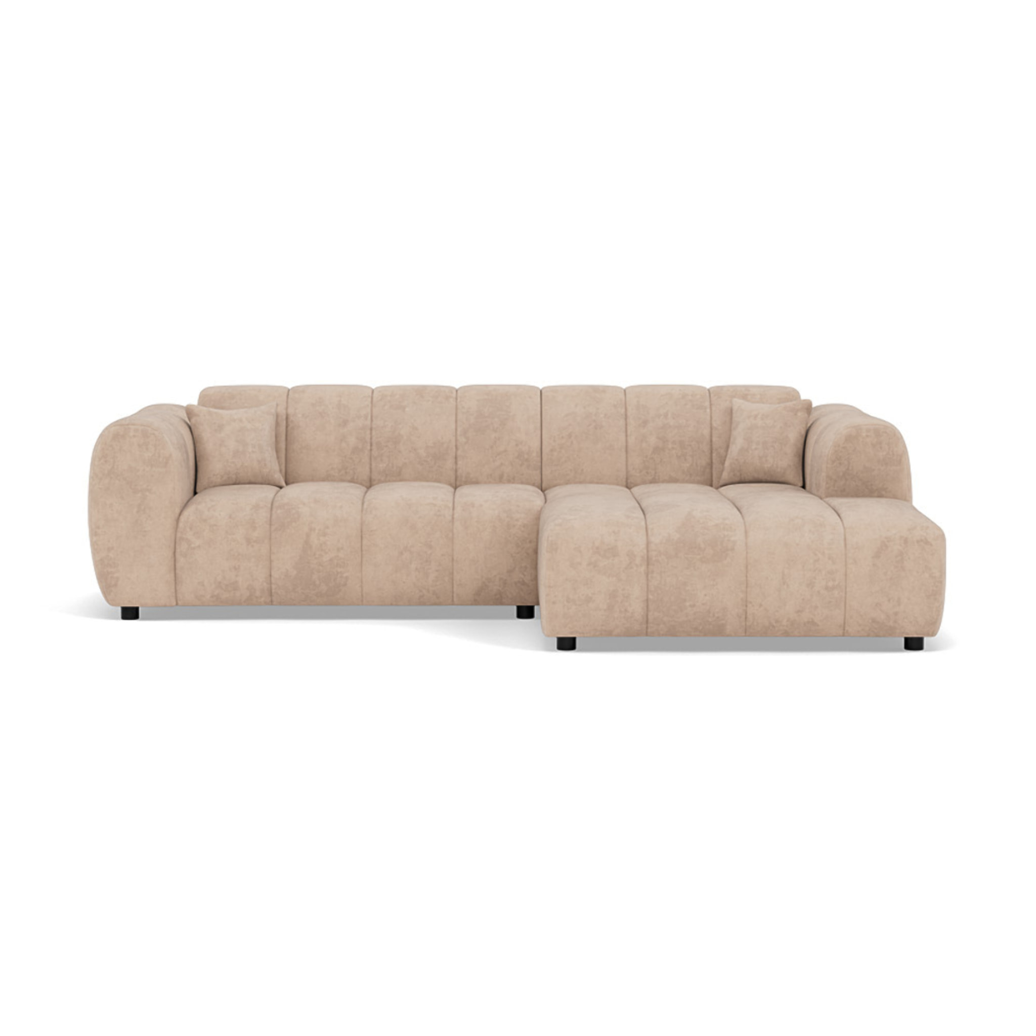 Curtis - canapé d'angle droit 4 places en simili - Beige