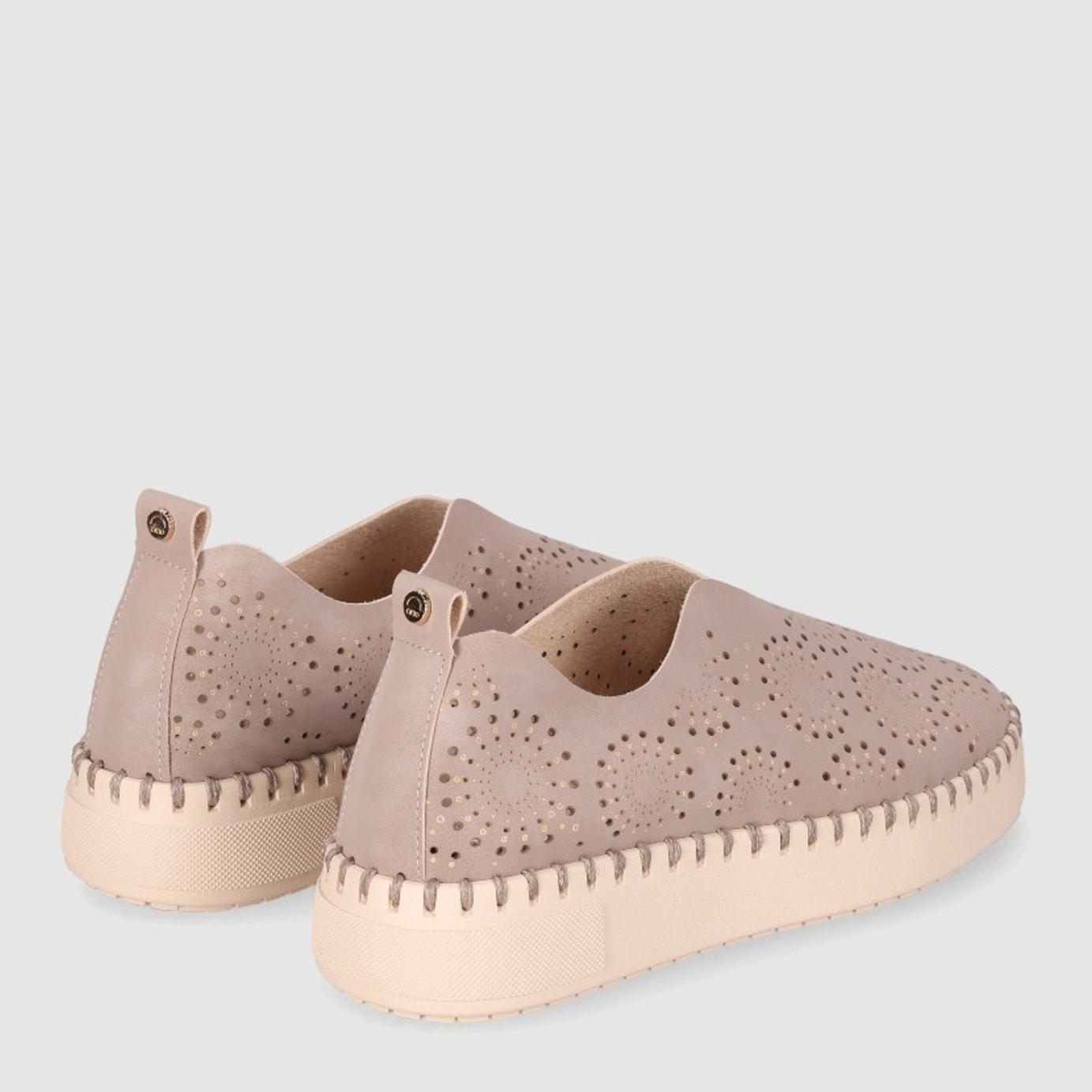 Zapatos de Tejido - Taupe - Tacón: Bajo