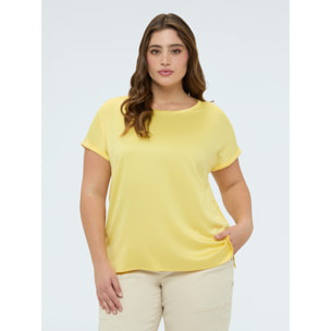 Fiorella Rubino - Camiseta bimaterial con cuello redondo - Amarillo