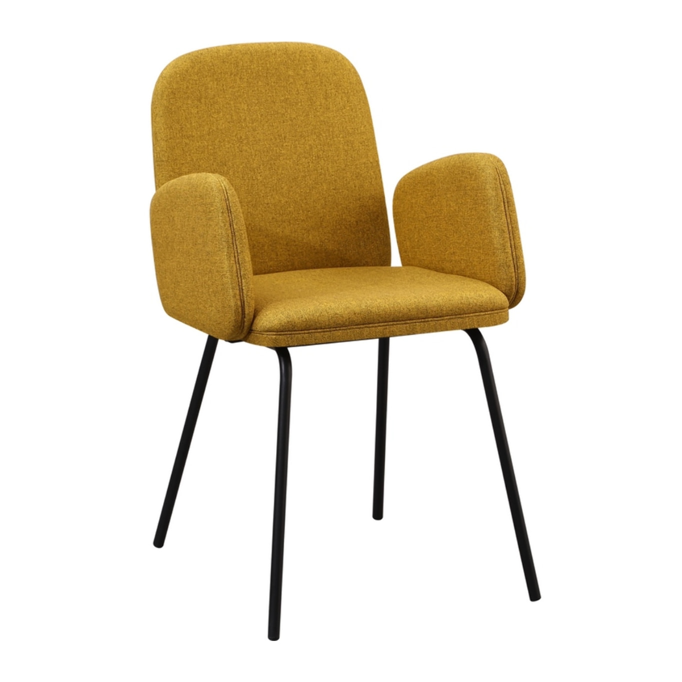 Set 2 sedie moderne in tessuto ocra e gambe nere in metallo - Kendal