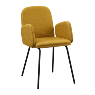 Set 2 sedie moderne in tessuto ocra e gambe nere in metallo - Kendal