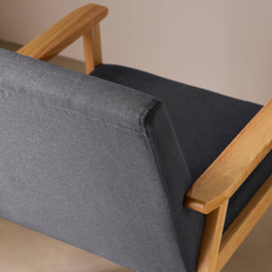 Fauteuil scandinave bois de peuplier, d'hévéa et tissu ISAK