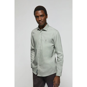 Camisa Slim de popelín verde jade con logo Rigby Go
