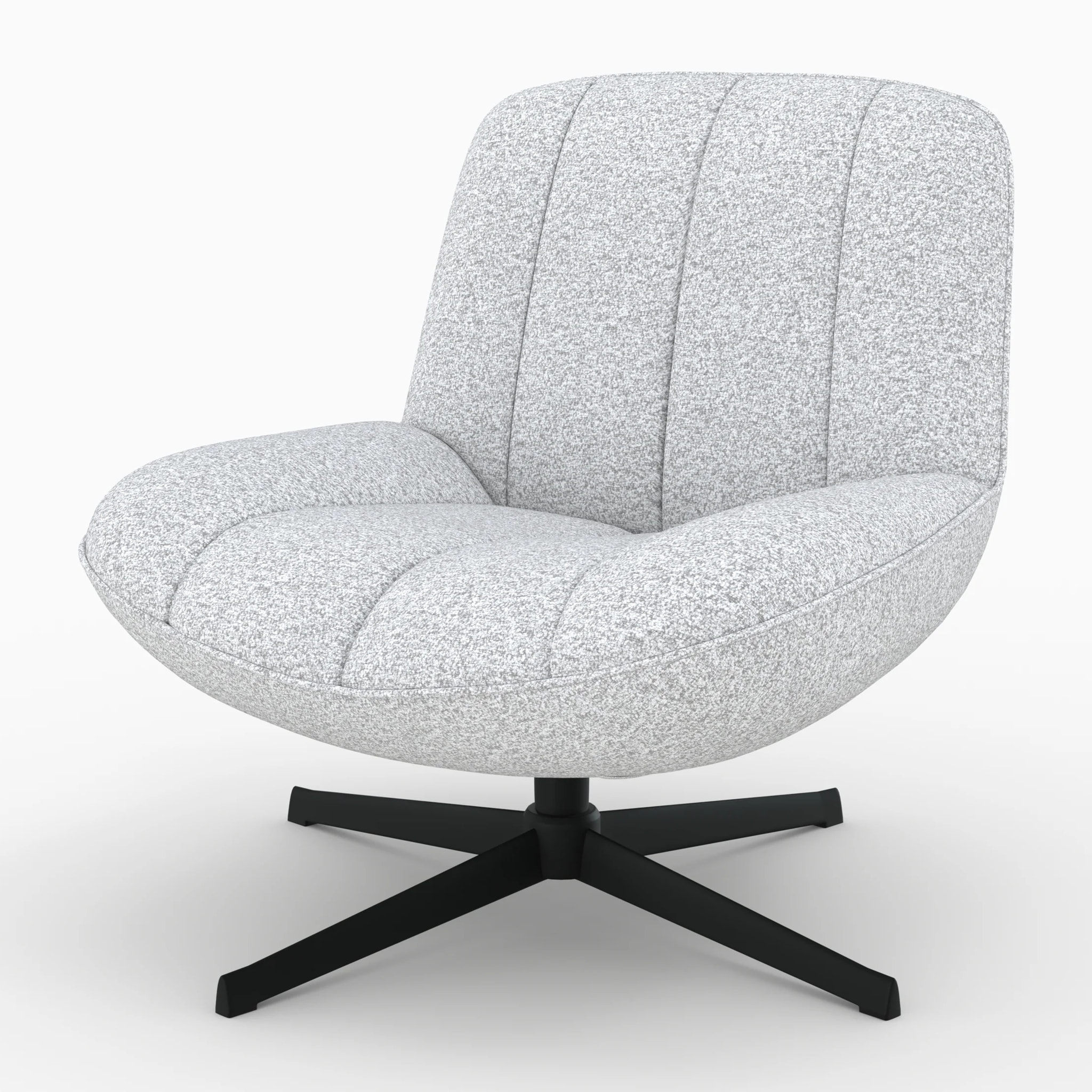 Fauteuil pivotant en tissu bouclé gris chiné - Elvis