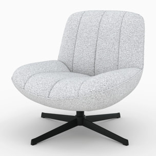 Fauteuil pivotant en tissu bouclé gris chiné - Elvis