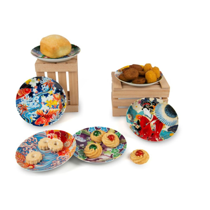 Set 6 piatti aperitivo in porcellana Excelsa – Kimono, Multicolore