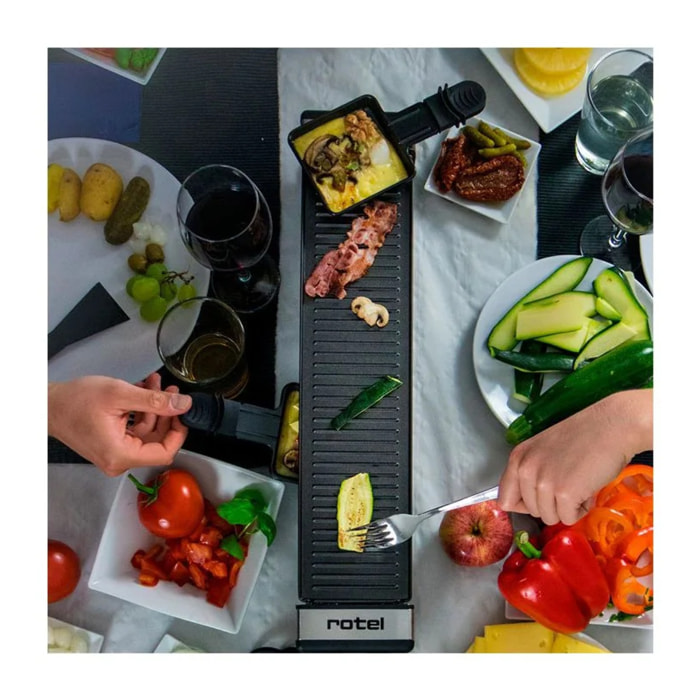Lot de 2 machines à raclette connectables par câbles pour 8 personnes au total Rotel