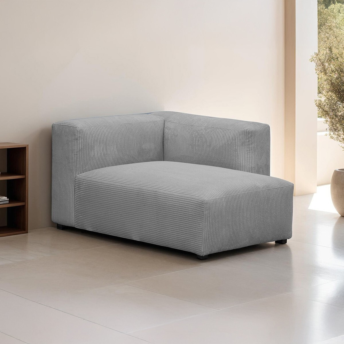 Méridienne d'angle à droite modulable en velours côtelé - MODULO