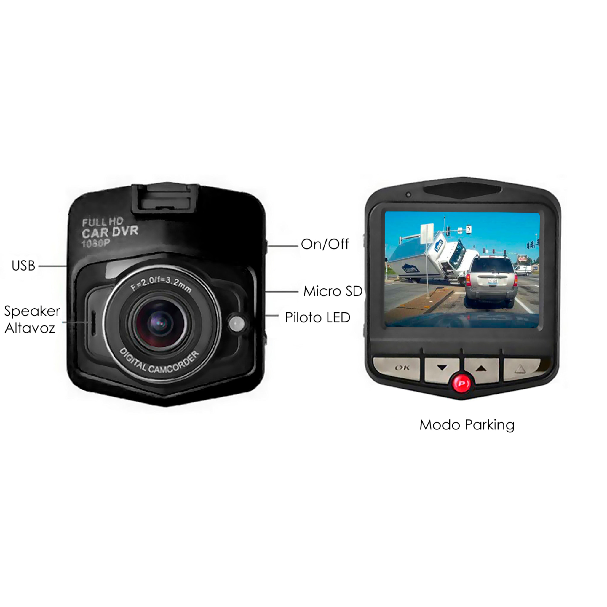 Dashcam cámara de vídeo para el coche CR3 V2 con pantalla.