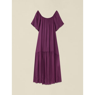 Oltre - Vestido largo off shoulders en raso - Violeta