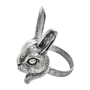 Anillo conejo en plata 7 micras envejecido. Talla 15