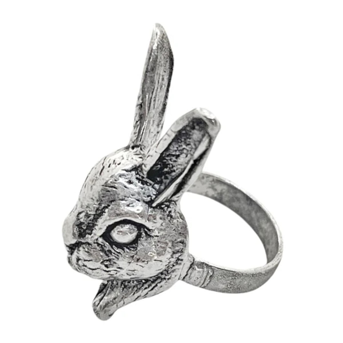 Anillo conejo en plata 7 micras envejecido. Talla 15