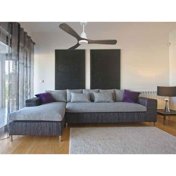 Ventilador de techo Reversible Termostato Dimable Wifi Motor DC Techos Inclinados Mando a Distancia Luz tres tonos Hypersilence Memoria MoyoD132C04LED66871 PURLINE