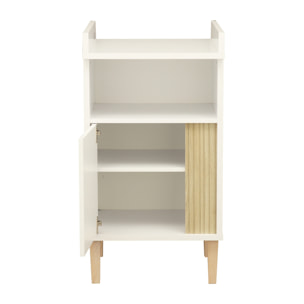 Meuble à langer avec détail imitation bois texturé et pieds bois