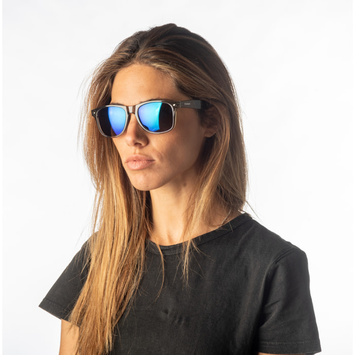 Gafas de sol OCEAN BEACH WAYFARER - Transparente negro / Revo verde