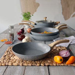 Poêle en aluminium effet pierre 24cm - tous feux CANNELLE