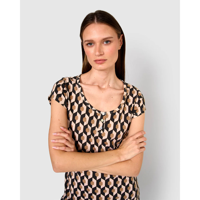 Camisón corto de algodón santorini beige