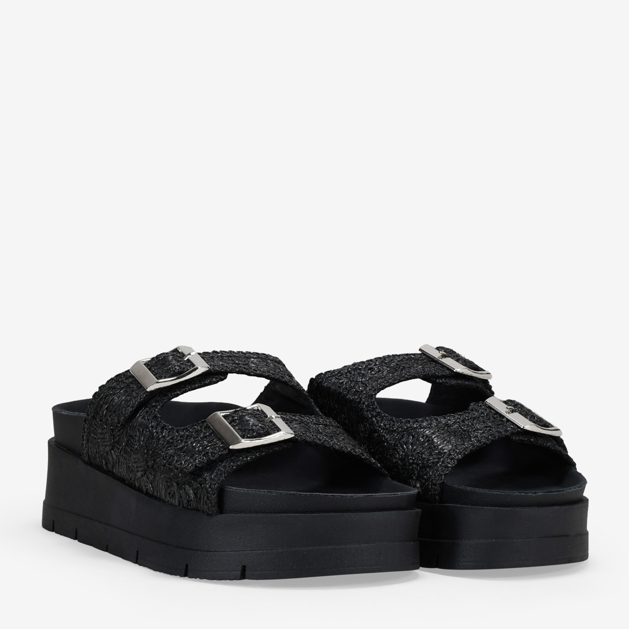 Sandalias plataforma negras con doble hebilla