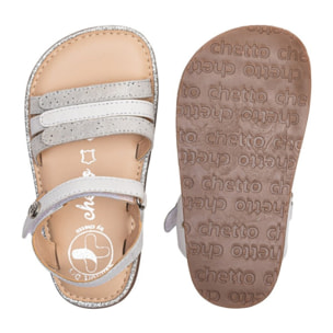 SANDALIA BAREFOOT BLANCO - VELCRO Y BRILLO ELEGANTE
