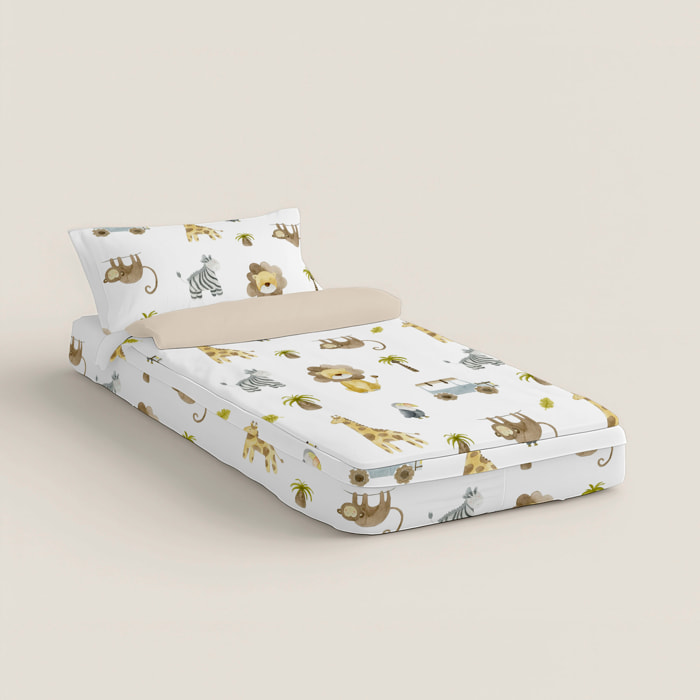 Cool Kids - Saco Nórdico Estampado - Infantil - Con cremallera - Incluye 1 Funda de Almohada - 100% Algodón - Serengeti