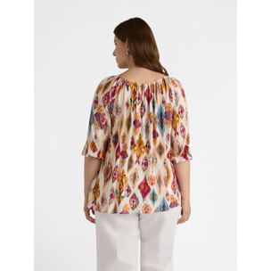 Fiorella Rubino - Blusa con estampado ikat - Beige