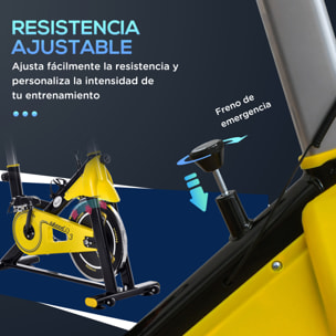 Bicicleta Estática con Resistencia Regulable Bici Estática Bicicleta de Fitness con Pantalla LCD Ruedas Manillar y Asiento Ajustable para Casa Gimnasio Amarillo y Negro