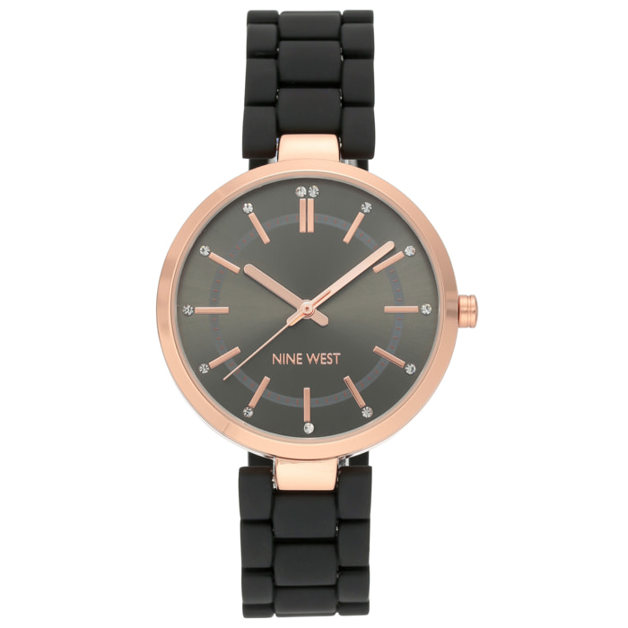 Reloj Nine West NW-2302RGBK Mujer Analogico Cuarzo con Correa de Caucho