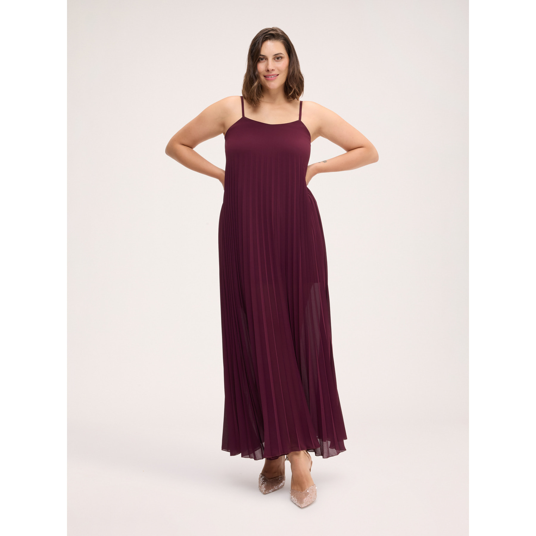 Fiorella Rubino - Vestito lungo in georgette plissé - Bordeaux