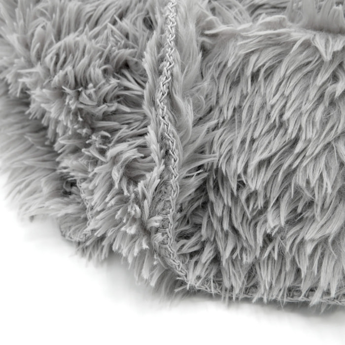 Plaid couverture imitation poils longs 220x240cm 450g/m² - Longwool gris clair