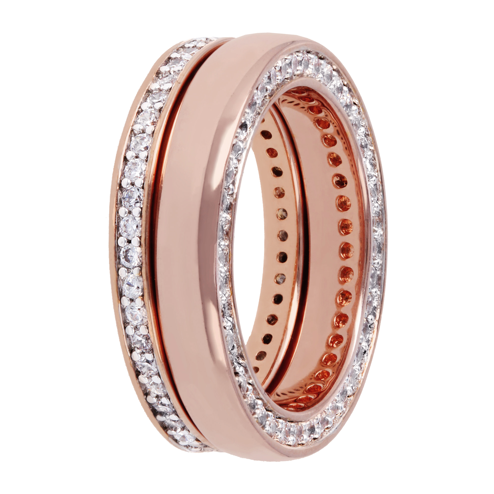 Set Di Due Anelli in Golden Rosé con Cubic Zirconia Placcato Oro Rosa 18Kt