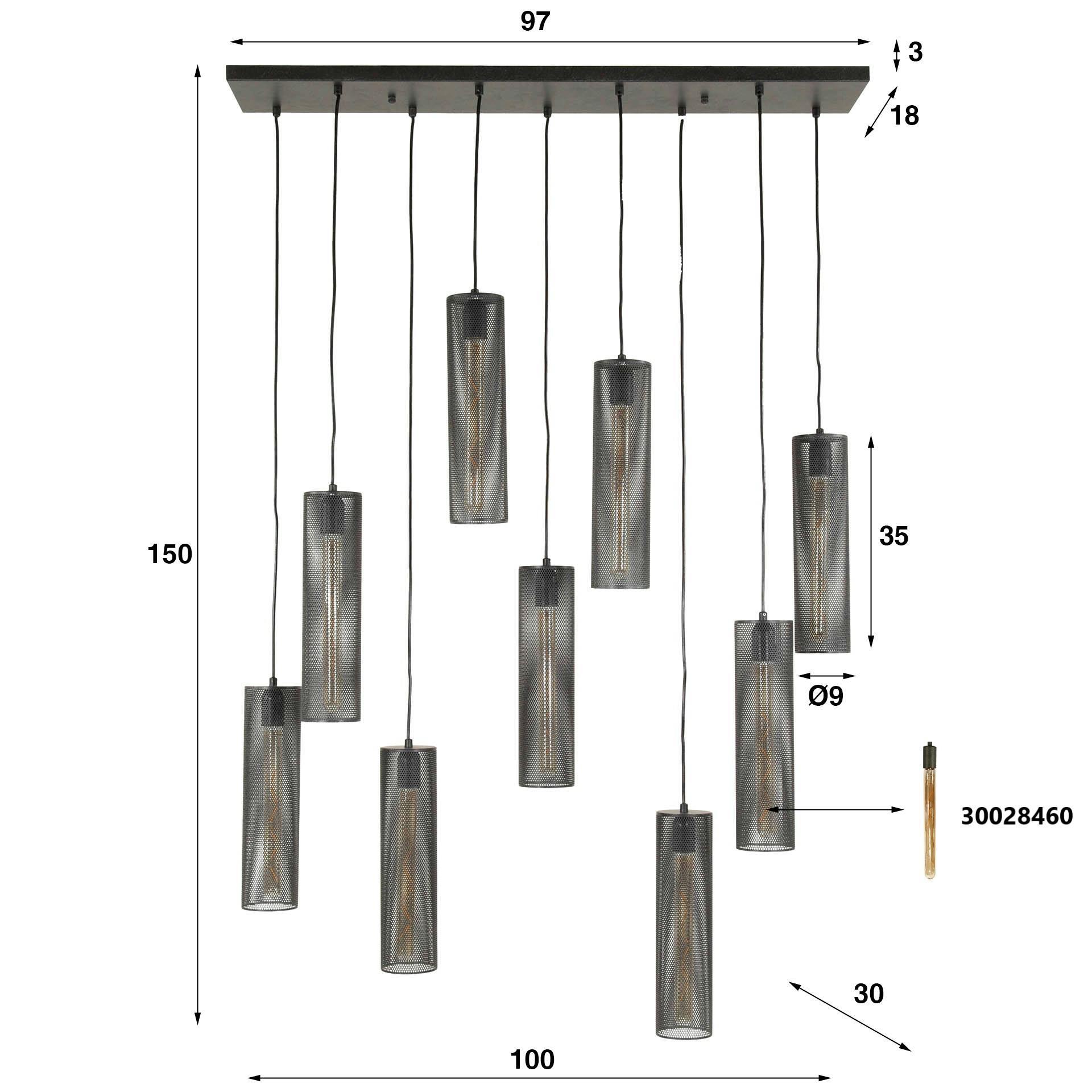 Suspension contemporaine grillagée 9 abat-jour RALF